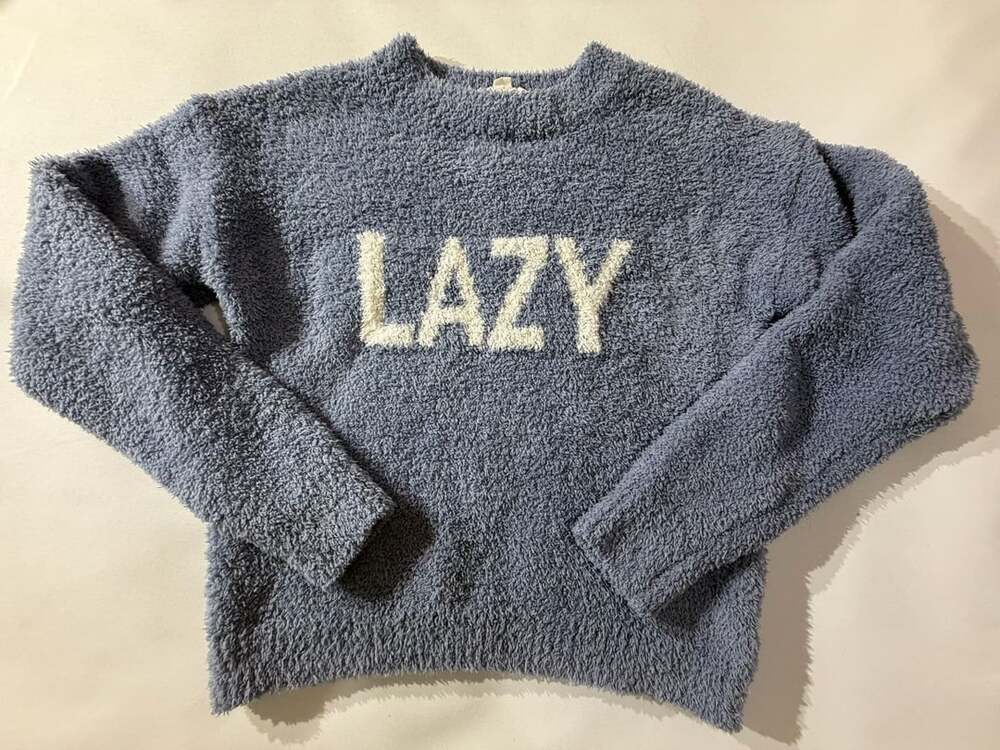 Hippie Rose Lazy Fuzzy Sherpa Knit Crop Sweater Blue Womens Size Medium